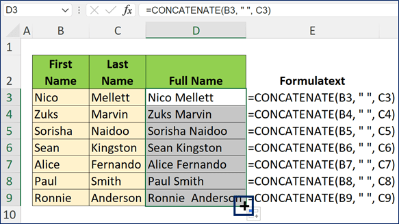 CONCATENATE Excel