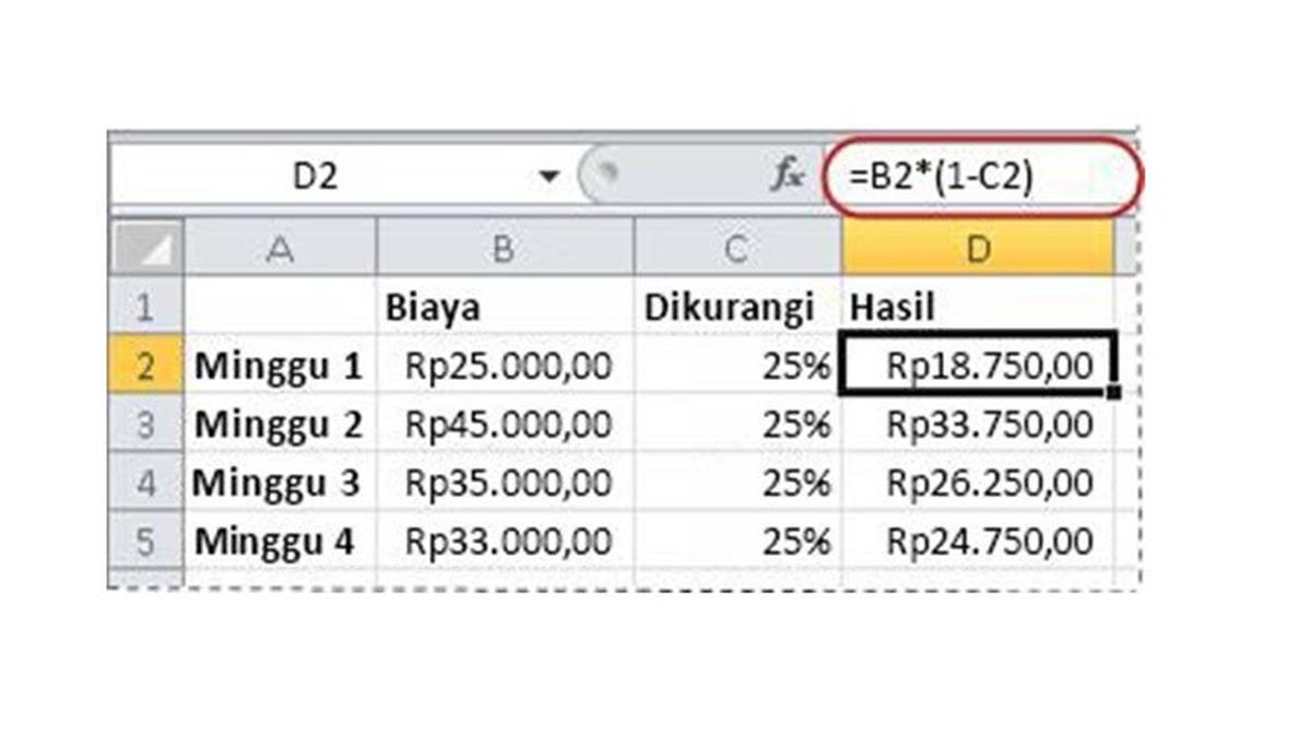 Cara Hitung Persentase di Excel